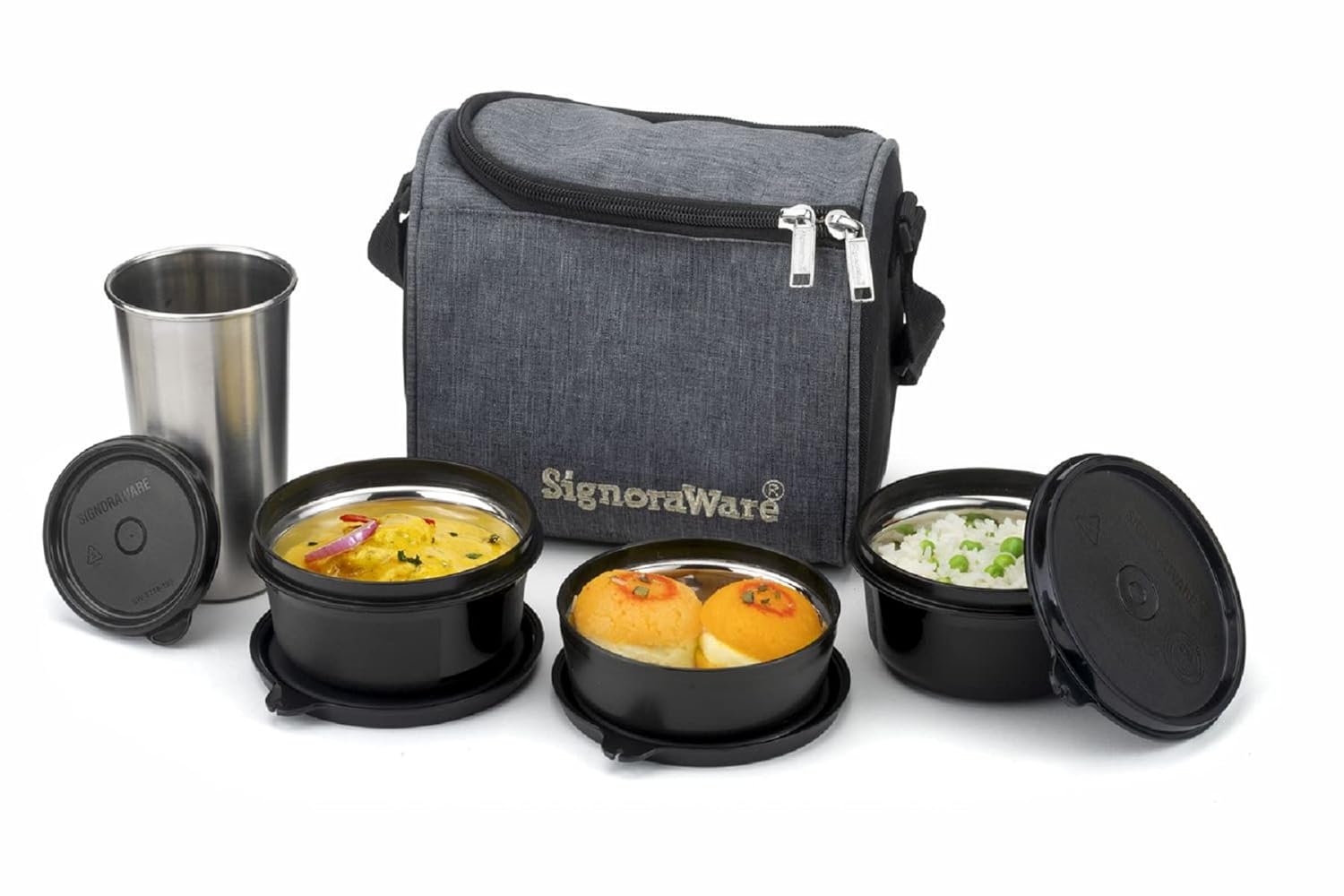 Buy Signora Ware Monarch Best Microwave Safe Steel Lunch Box (3 Stainless Steel Containers