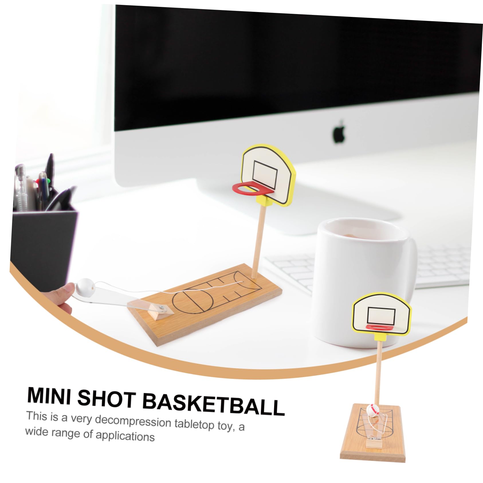 ORFOFE Mini Basketball Wooden Desktop Shooting Game for Fun Finger Basketball Set for Family Interaction Develops Hand Eye Coordination Creativity