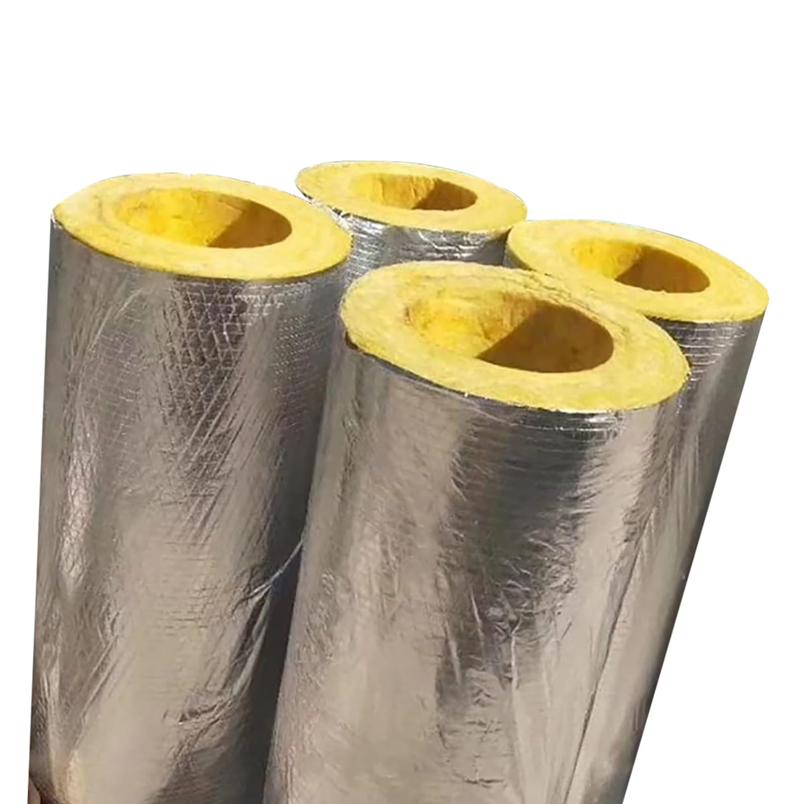 Isolation Des Tuyaux En Laine De Roche Aluminium Laminé, Auto-adhésif, Épaisseur 30/50 Mm, Résistant Au Gel/ignifugeant/résistant À Haute Température(ID60.0mmxT30.0mmxL1.0m)