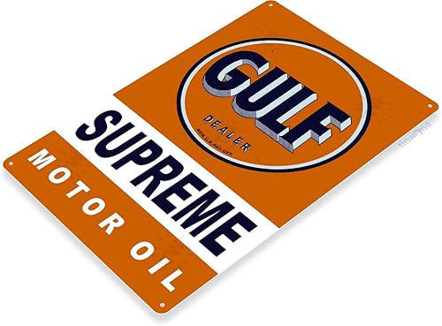 Miniatura 2 de Tinworld Letrero de estaño Gulf Motor Oil Auto Shop Garage Metal Décor B996