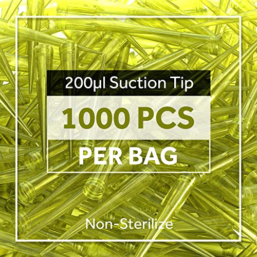200Ul Pipette Tips, 1000Pcs Universal Liquid Pipettor Tips, Clear Yellow, Dnase/Rnase Free Transfer Pipettes For Laboratory Disposable Pipettes Tips #TOP2
