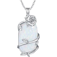 Bar Opal Leaf Necklace For Women S925 Sterling Silver White Opal Pendant with Leaf Charm Bar Pendant Jewelry Gift For Mom Daughter Wife