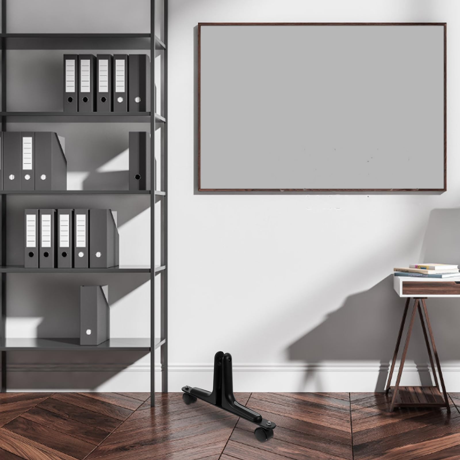 Soporte Divisor de Ambientes de Aluminio Negro con Ruedas y Pie Equilibrado