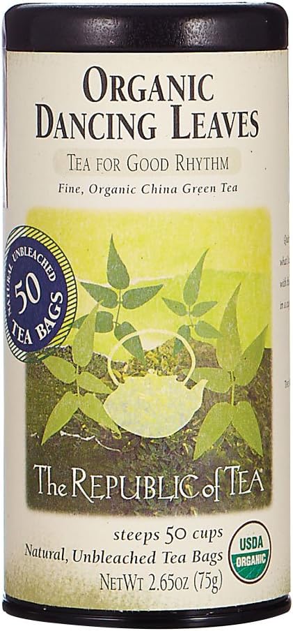 Organic Dancing Leaves Green Tea, 50 Tea Bag Tin