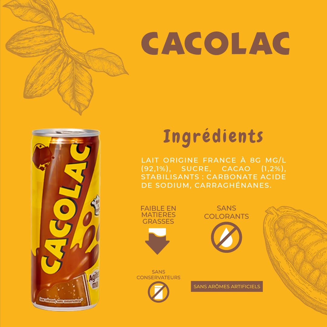 CACOLAC 24x25 cl en canette Boisson lactée au Chocolat