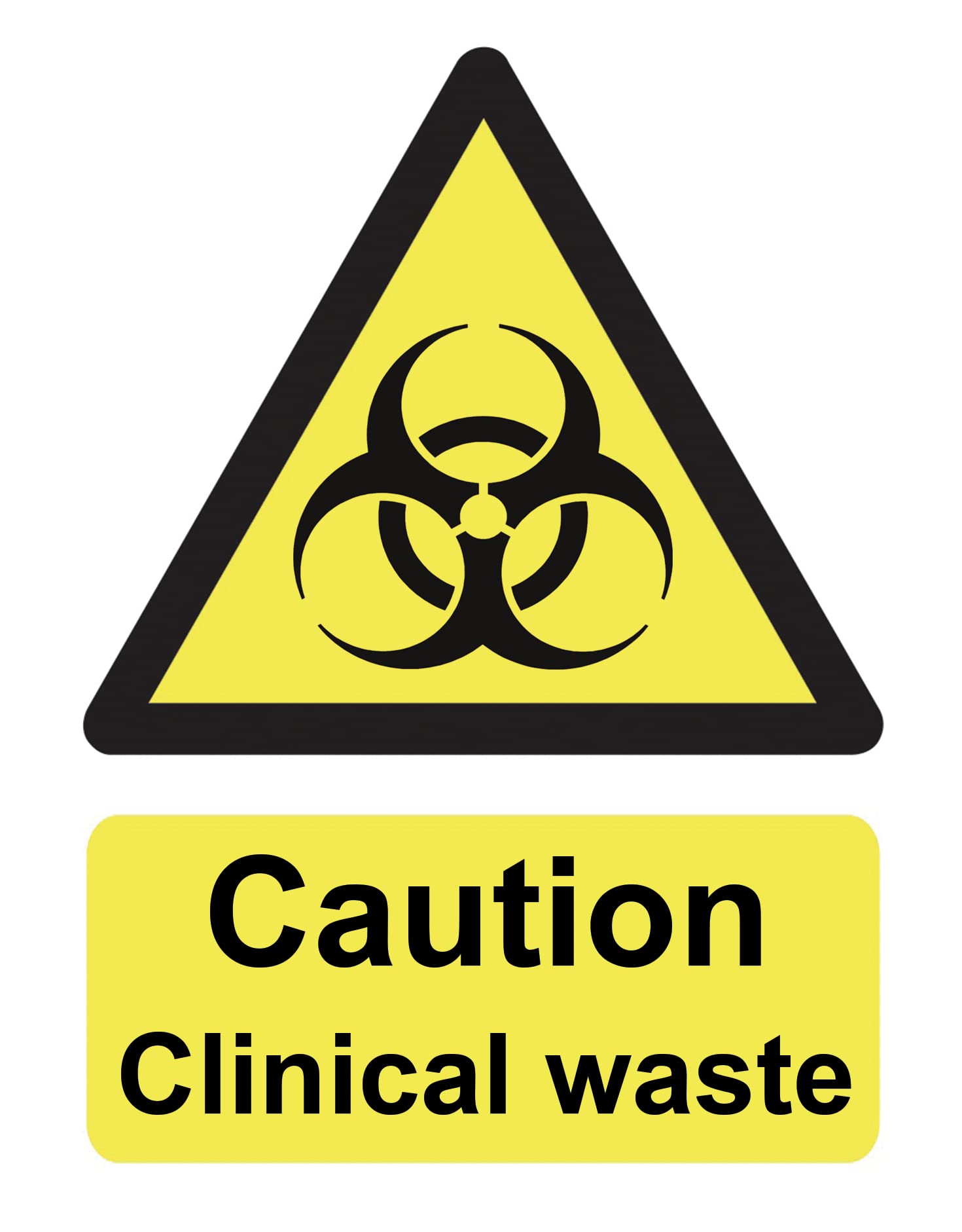 Chicbanners Yellow Vinyl 160mm x 125mm Warning Sign Self Adhesive Gloss Sticker - Danger Warning Caution Clinical Waste
