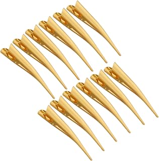 12pcs Golden Steel Salon Sectioning Hair Clips for Wet Extensions