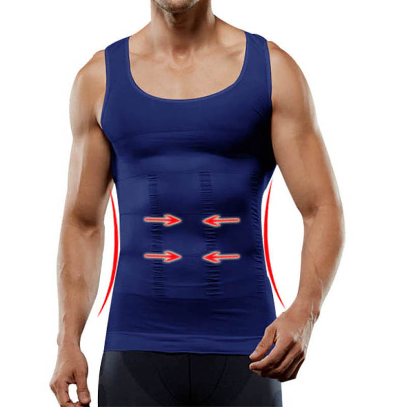 Męska koszula kompresyjna do podkoszulek bez rękawów z kontrolą brzucha, rozciągliwy podkoszulek Body Shaper - Letnia kamizelka fitness