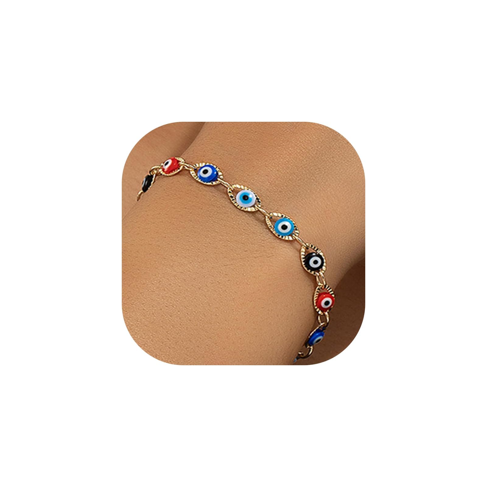 Evil Eye Bracelets for Women,Lucky Blue Eye Bracelet,14K Gold Plated Evil Eye Chain Bracelet for Women,Evil Eye Jewelry