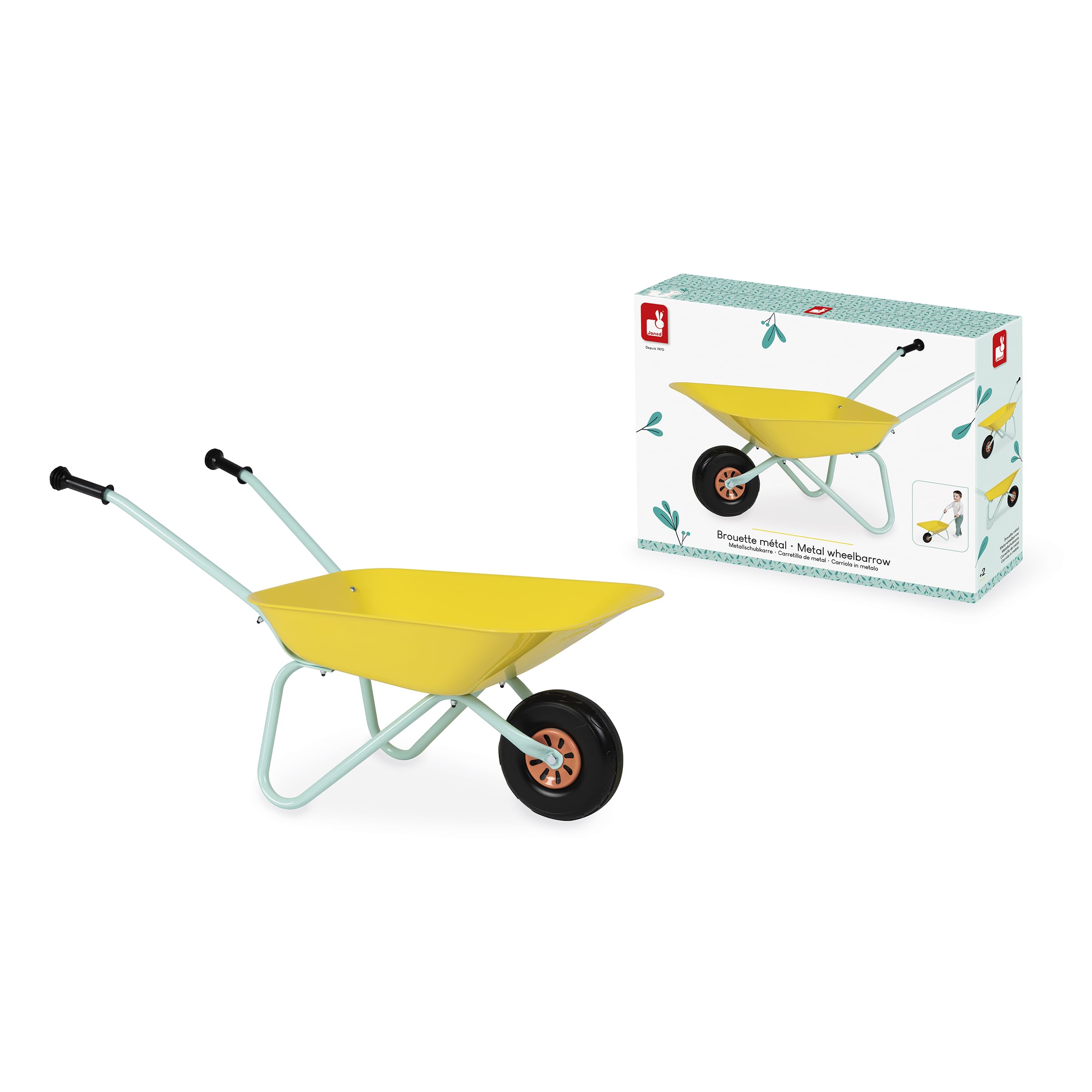 Janod - Carretilla de Metal para niños a Partir de 2 años - Adecuada para niños para Actividades de jardinería y al Aire Libre - A Partir de 2 años
