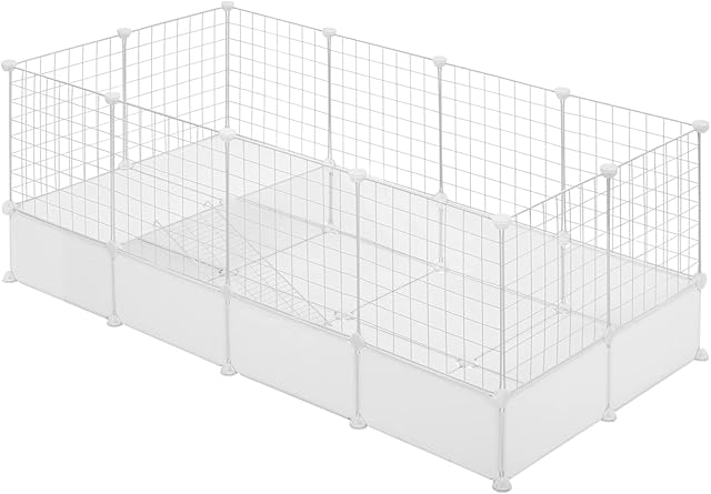 EUGAD Wybieg dla królików, wybieg dla królików, wybieg dla świnek morskich, biały, szer. x wys. x gł.: 142 x 53 x 71 cm