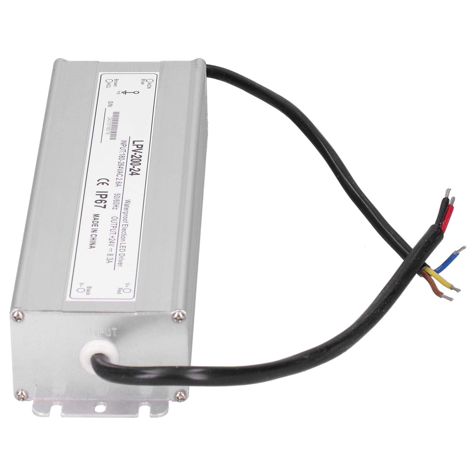 Ausla Driver LED Trasformatore di Alimentazione Impermeabile in Lega di Alluminio 200W DC24V IP67 Driver LED Elettronico con Protezione Multipla per Luci Esterne Strisce Uso Industriale