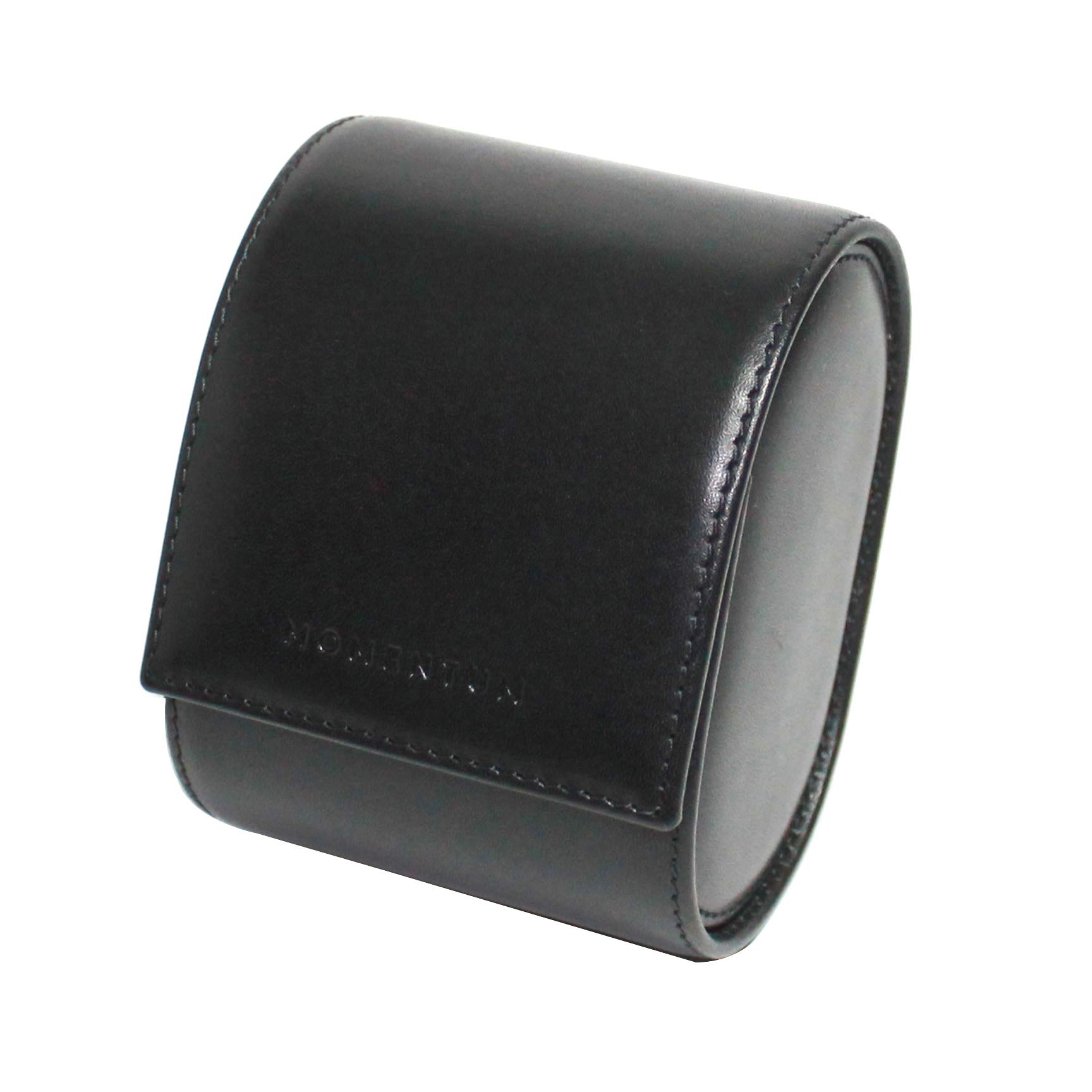 MomentumMomentum Sentosa Leather Watch Case Roll for 1 or 2 Watches – Watch Travel Case with Soft Suede Interior & Secure Slider – Compact Luxury Watch Holder for Men & Women (Black, 1)