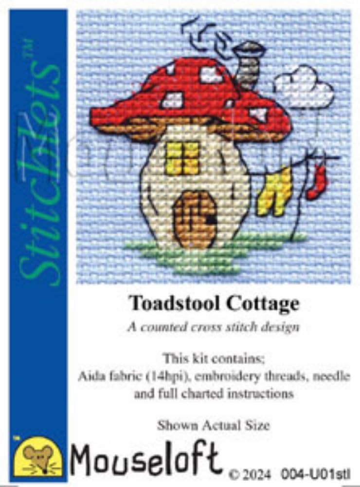 MouseloftMini Cross Stitch Kit - Toadstool Cottage, Stitchlets Collection