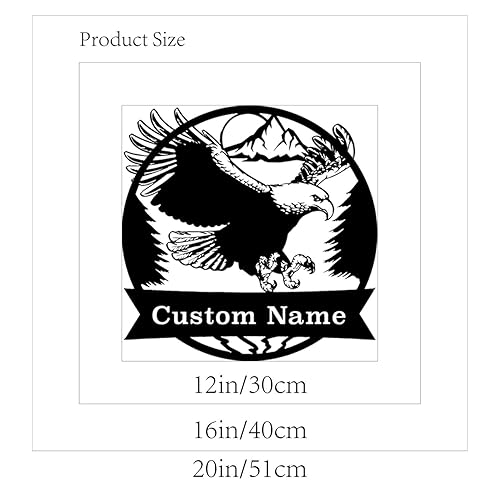Miniatura 8 de Custom Eagle Metal Sign, Customized Flying Bird Metal Wall Art Decor,Monogram Sign For Home Decor Outdoor Wall Hanging Decorate Gifts (Style-1)