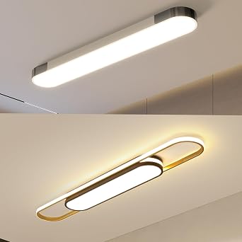 Qcyuui Dimmable LED Ceiling Light Modern Acrylic Linear LED Ceiling Lamp 39.4in Semi Flush Mount Wraparound Shape Lighting Fixture with Remote Control for Kitchen Dining Room