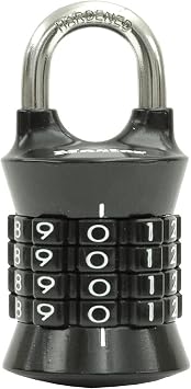 Master Lock 1535JADBLK Padlock, Dial, Combination Set, Body Width 1.5 inches 38 mm, Height Inside Diameter 0.9 inches 24 mm, Security Prevention, Black