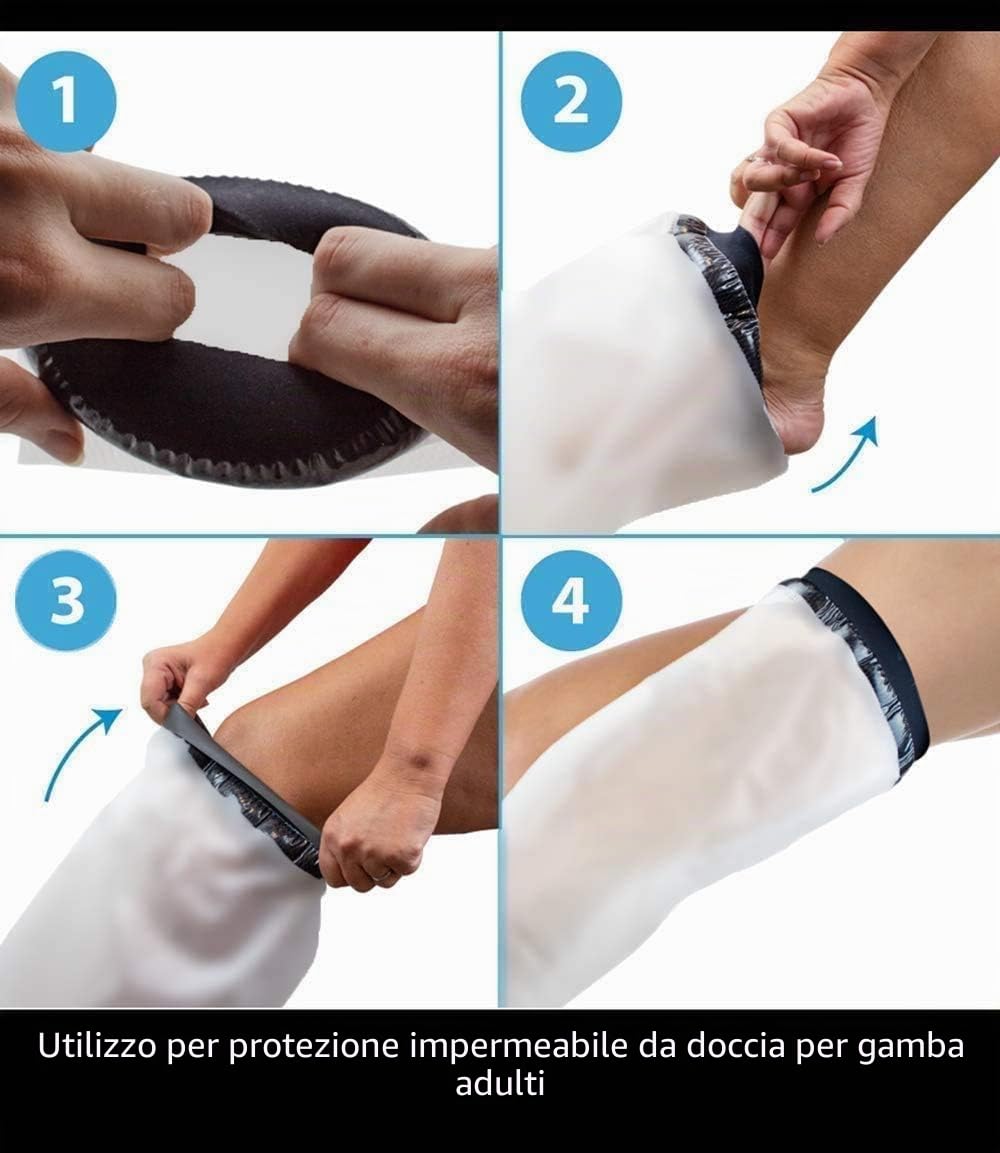 Copertura impermeabile per adulti, gamba intera per doccia, protezione da colata e lesioni, mantiene asciutto il getto e la fasciatura per adulti (104CM)