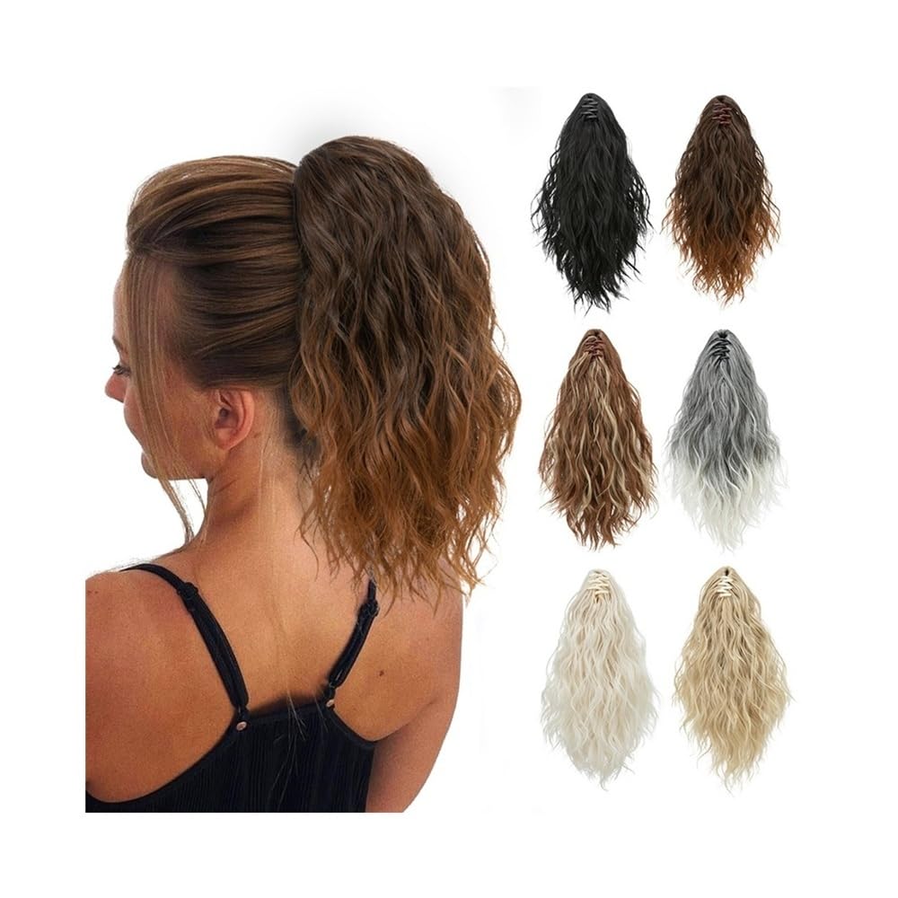 Ponytail Extension 10/12 Inch Ponytail Extension Claw Clip in Hair Extensions Wavy Curly Ponytail Hair Extensions Synthetic Fake Pony Tails Hairpieces for Women Tails Hair Extensions(Brunette/Ash Blon Ponytail Extension 10/12 Inch Ponytail Extension Claw Clip in Hair Extensions Wavy Curly Ponytail Hair Extensions Synthetic Fake Pony Tails Hairpieces for Women Tails Hair Extensions(Brunette/Ash Blon