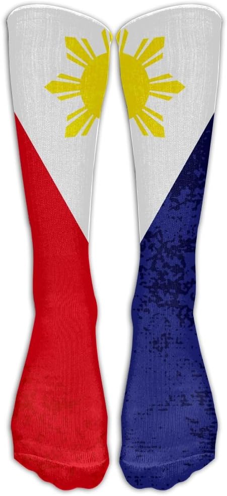 Sheery Filipino Flag (1 Pair) Long Socks For Men & Women - BEST Stockings For Athletic,Travel,Nursing