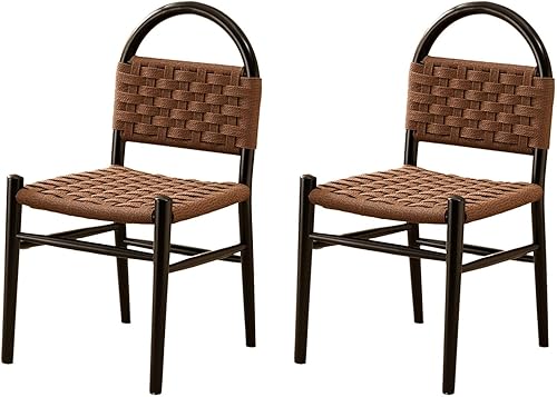 Miniatura 9 de Sillas de comedor de ratán de madera, sillas de cocina tejidas, silla de comedor con patas de madera, silla de tocador, silla lateral sin brazos