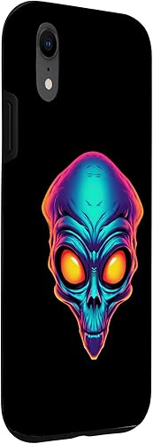Vista 21 de iPhone 11 Pro Max Scary Alien Face UFO Alien Head Funny Alien Case