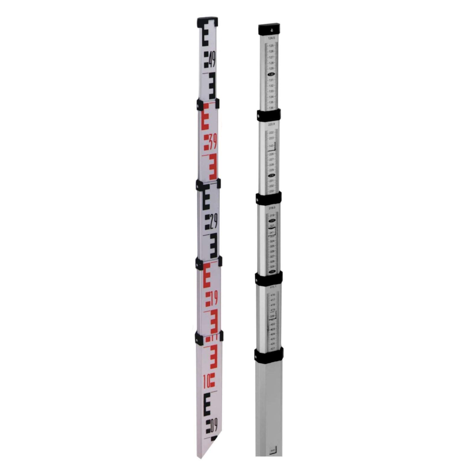 DEWEPRO® Règle de nivellement télescopique extensible jusqu'à 5 m avec adaptateur universel et sac
