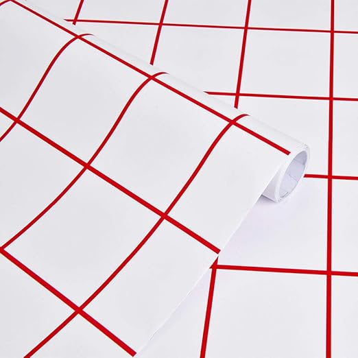 Amazon 壁紙シート 自己接着pvc壁紙シンプルな壁紙 格子浴室の背景の壁のステッカー 寝室の防水無地子供部屋 60cm 5m 赤い線と白いグリッド 壁紙 Amazon 壁紙シート 自己接着pvc壁紙シンプルな壁紙 格子浴室の背景の壁のステッカー 寝室の防水無地子供部屋 60cm 5m 赤い線と白いグリッド 壁紙