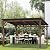 LUE BONA 12x14 ft Hardtop Gazebo, Lean to Gazebo with Wood-Like Aluminum Frame, Outdoor Pergola Metal Roof Gazebo, Outdoor Permanent Galvanized Steel Gazebo Pavilion for Deck, Patio, Backyard