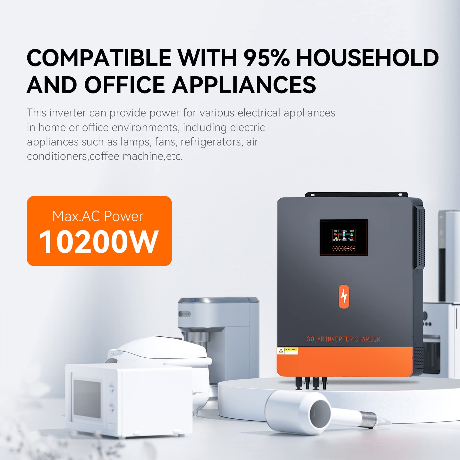 PowMr 10,2KW Solar Hybrid Wechselrichter 48V DC auf 220V/230V AC Hybrid Wechselrichter mit MPPT 180A Solarladeregler Max.PV-Eingang 500VDC Arbeit mit Blei-Säure und Lithium Batterien