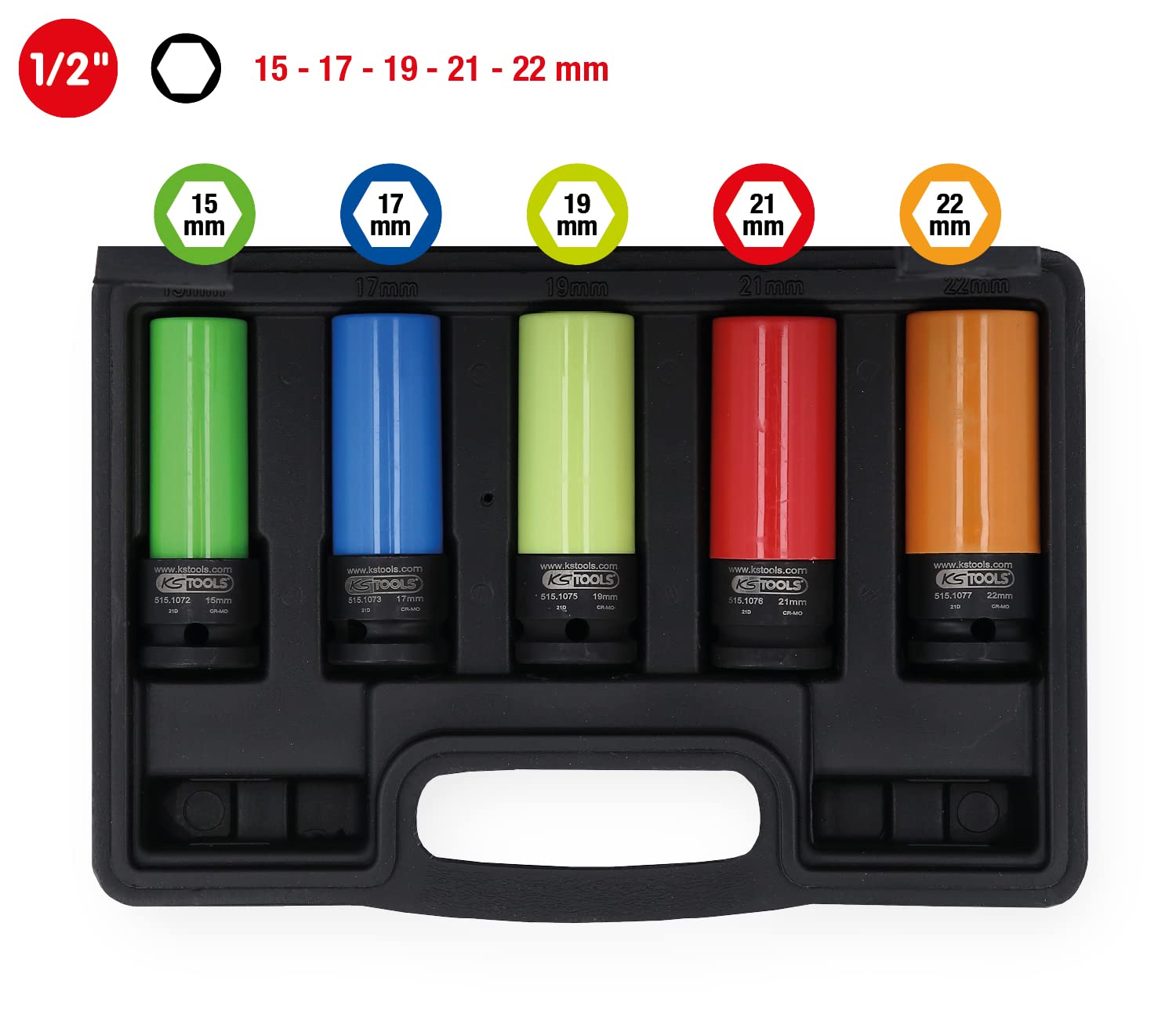 KS TOOLS 1/2" Jeu de douilles robustes en aluminium, 5 pces 515.0870