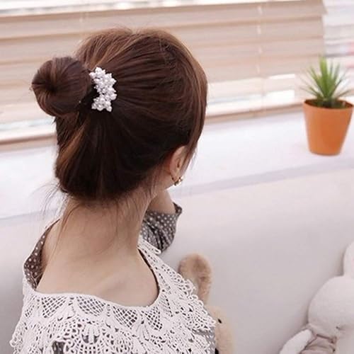 Miniatura 4 de Mujer Perlas Grano Flexible Banda Para El Pelo Scrunchies Negro