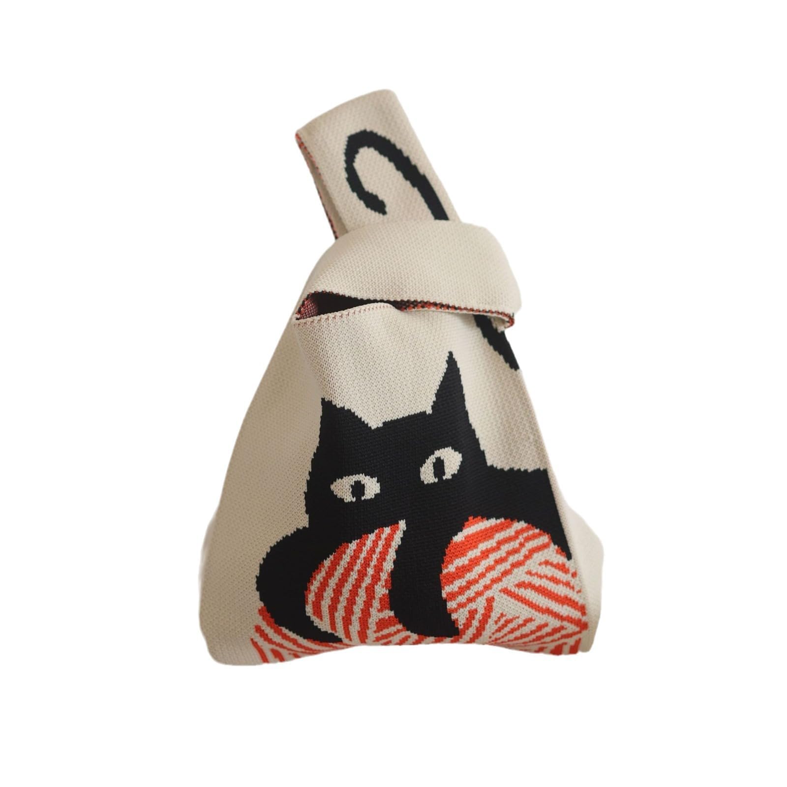 Amazon | [HaMaKo] ニット バッグ 猫 ねこ トート マチあり エコバッグ