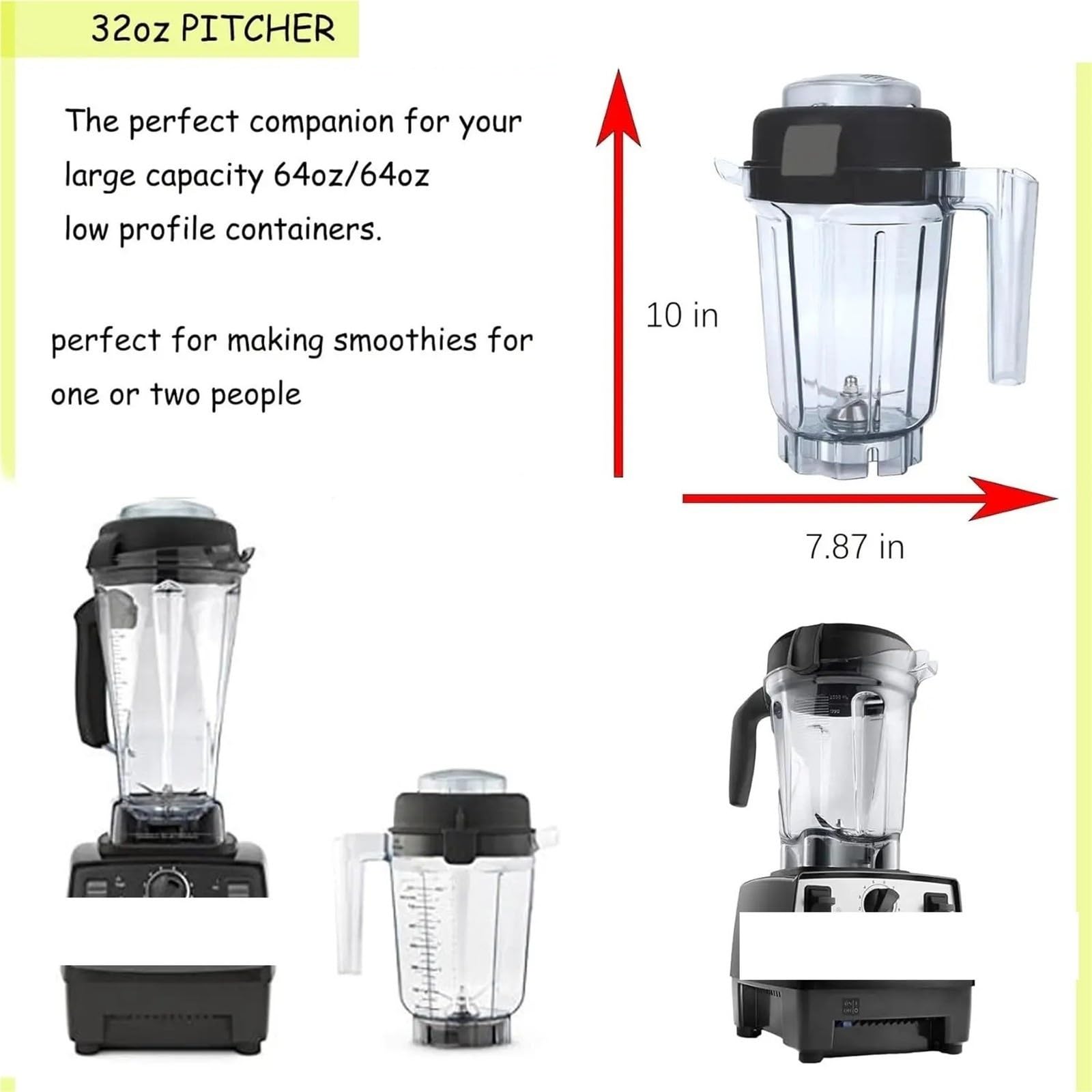 Pichet Mélangeur 32 Oz, Compatible Avec Vitamix, 5200/4500 / 5000 6300