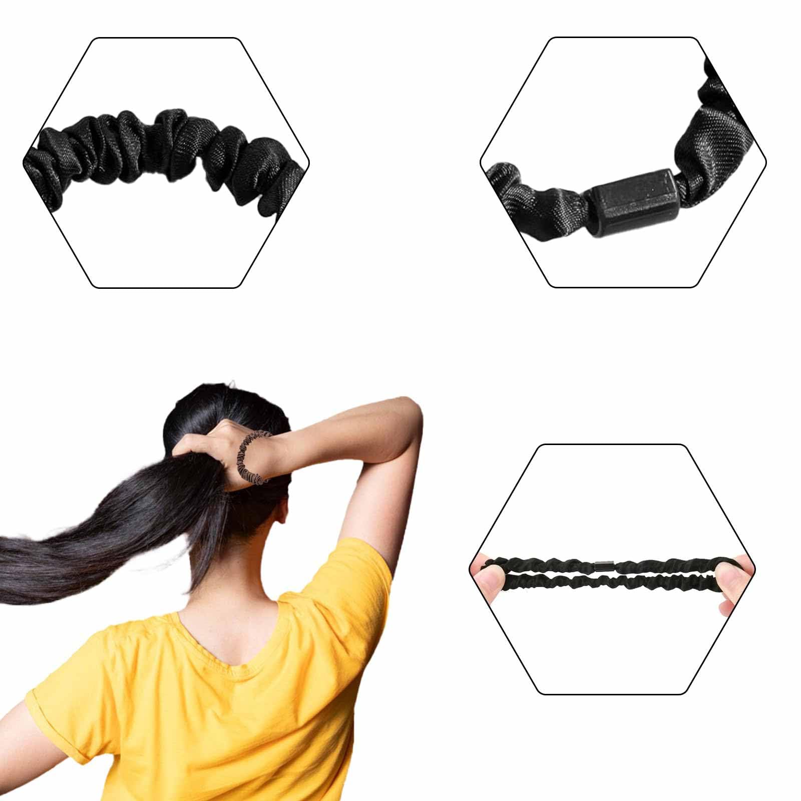 20 PCS Silk Hair Ties Elastics Hair Bands Girls Silk Bobbles Ponytail Holders Sleepy Hair Accessories No Damage for Curly Long Hair (Black - Image 3