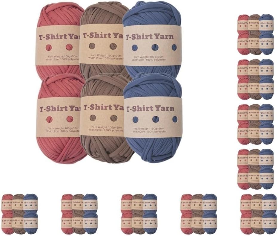 10セット6x Tシャツ糸 3色 ブランケットスローピロー用の洗濯しやすい編み糸 スタイルB, スタイル5