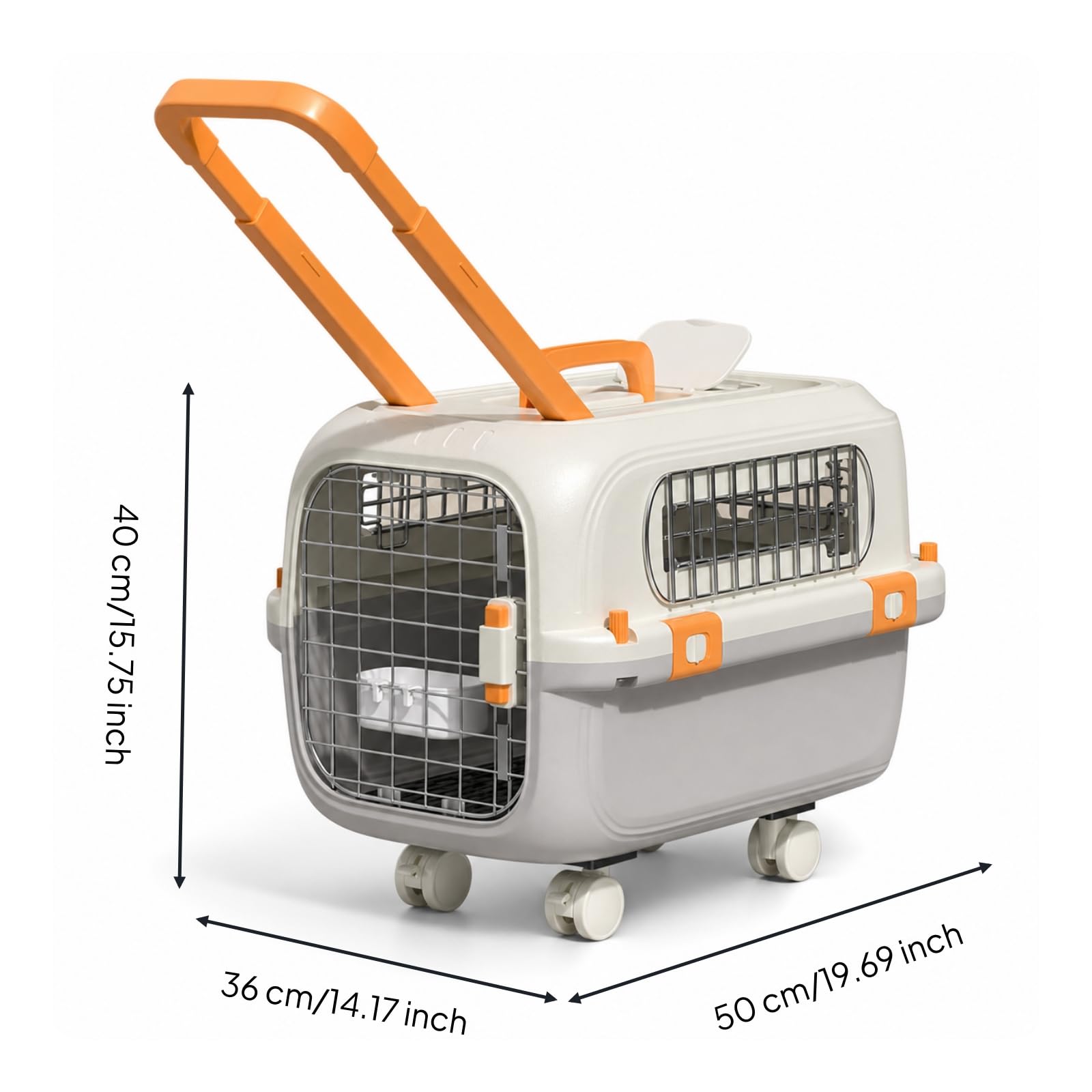 Tiertransportbox mit Rollen rollbar Transportbox mit Rollen Hundetransportbox Teleskopgriff für Tierarztbesuche