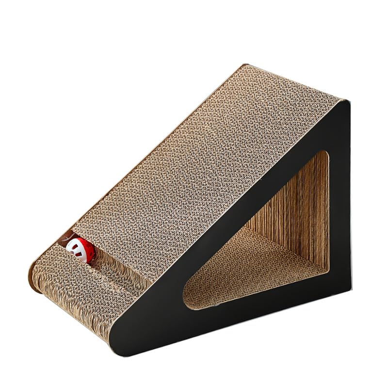 Dreieckiger Katzenkratzer Mit Glocke - Kratzspielzeug Aus Pappe Für Katzen