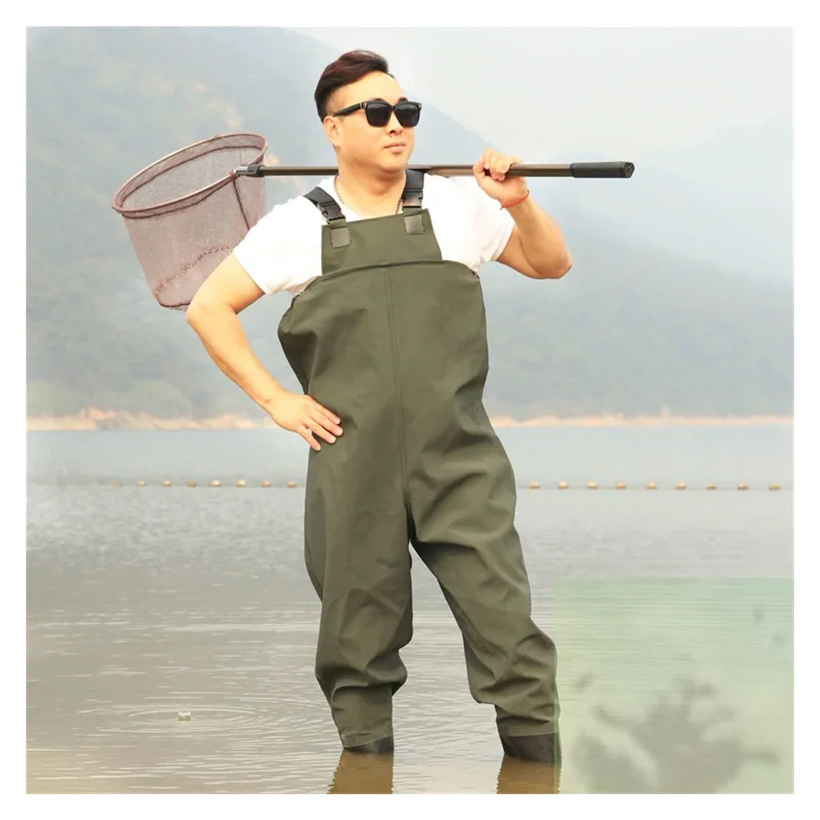 Tuta da Pesca Abbigliamento da Pesca for Uomo e Donna Resistente all'Usura Impermeabile Tuta Stivali da Pioggia Abbigliamento da Pesca for trampolieri a metà Corpo(46)
