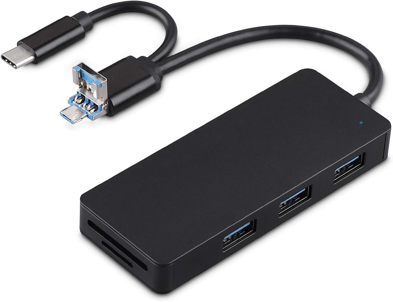 USB 3.0 Hub with SD Card Reader - Tendak USB C/Micro USB Hub Adapter with 3 USB 3.0 Ports and SD/Micro SD Card Port for SD/Micro SD(TF Card), MacBook, PC Laptop, Tablet Smartphones with OTG Function