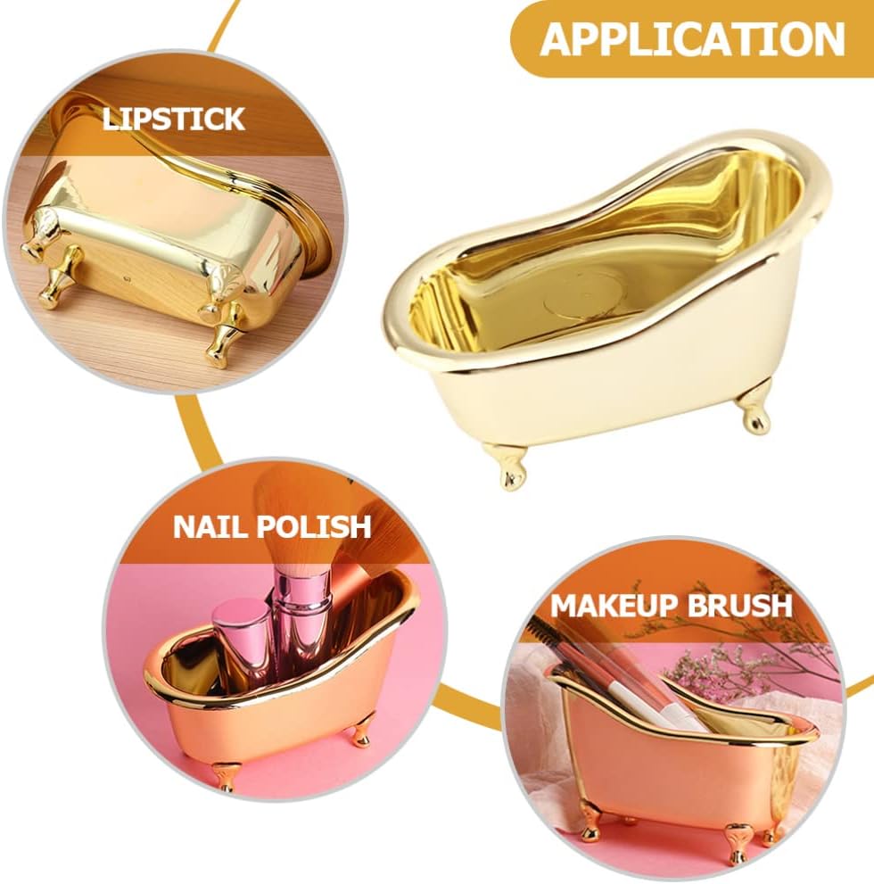 Mini Bathtub Soap Dish Bathtub Soap Holder Bathtub Makeup Holder Bathtub Shaped Pen Holder Jewelry Organizer Tray Desktop Storage Container for Home Office Bathroom Bathtub Decoration