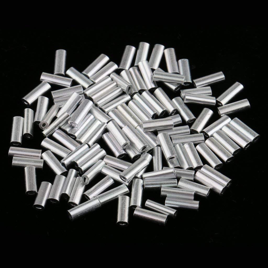 Guaina per filo da pesca, diametro interno 1,0 mm - 1,5 mm, per crimpare singolo barilotto in alluminio, kit per attrezzatura da pesca (100 pezzi)