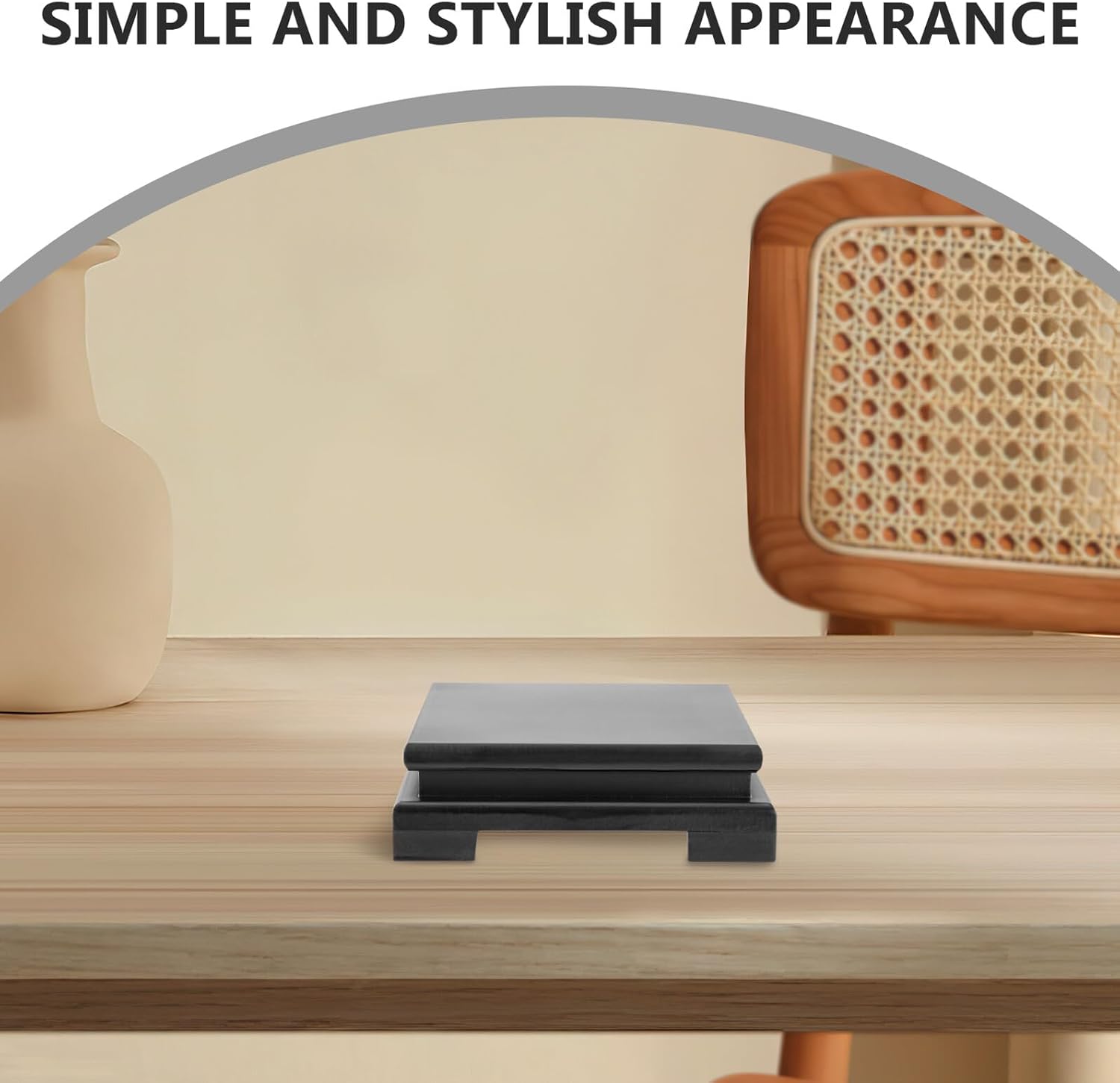 BESPORTBLE Wooden Plant Riser Stand Square Mdf Base 23cm X 4.3cm, Indoor Potted Plant Holder and Vase Display Pedestal for Home Décor and Balcony Use