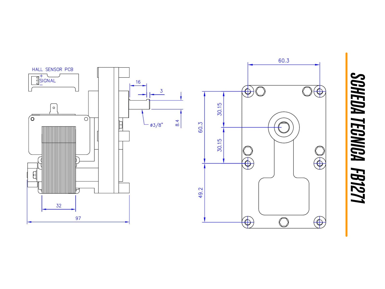 eRicambi, Motoriduttore FB1271 Mellor Serie T3 per Stufe a Pellet, Velocità 4rpm, Pacco Lamellare 32mm, Ø Albero 9,5mm, Senso di Rotazione Oraria, Spianatura Singola, Caminetti Montegrappa