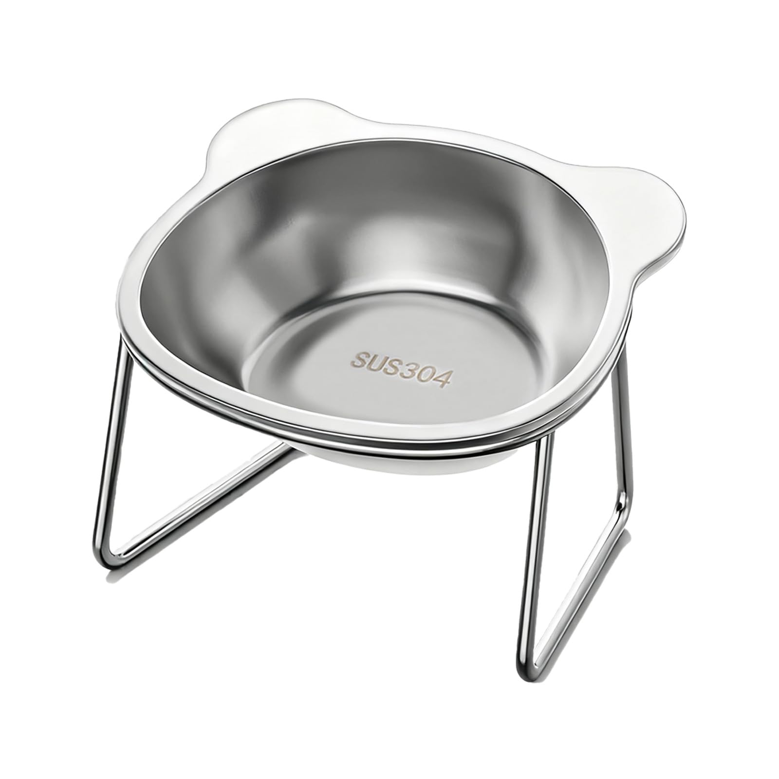 Vinqki Elevated Cat Bowls, 15°Tilted Stand Whisker Friendly Raised Cat Food & Water Dishes, 5.9 inch Stainless Steel Indoor Anti-Vomiting Small Dog