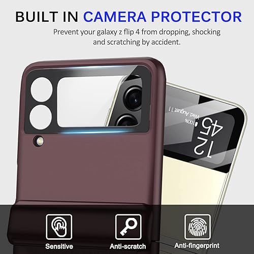 Miniatura 3 de Miimall Funda compatible con Samsung Galaxy Z Flip 4, Z Flip 4 con protección magnética de bisagra + funda magnética ultrafina de policarbonato duro