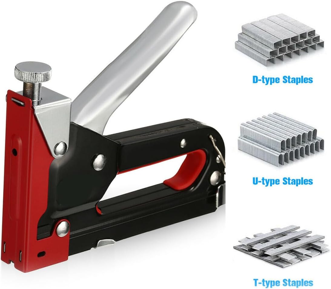3-in-1 Multi Function Handheld Nailer Staple Tool with U-Shaped and T-Shaped Nails, Manual Heavy Duty Stapler Device for Woodworking and Painting, Includes 3 Boxes of Nails