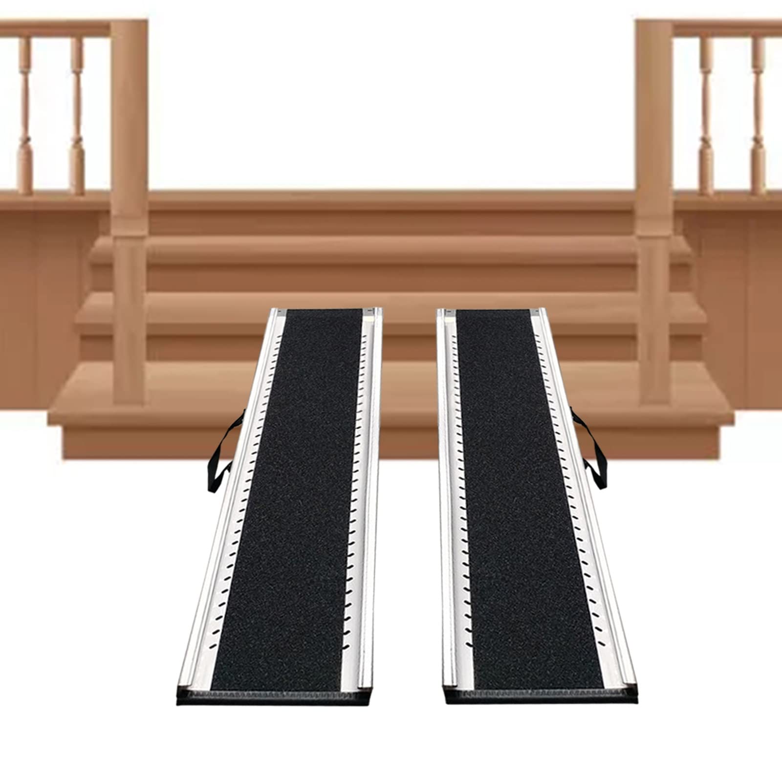 Rampa mobilna, rampa załadunkowa, rampa progowa, rampa schodowa na schodki zewnętrzne, antypoślizgowa rampa dla wózków inwalidzkich 2'/3,3 ft/4 stopy, 2 sztuki, przenośna rampa schodowa do domu,
