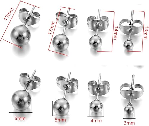 Miniatura 10 de AGCFABS 20 pendientes de acero inoxidable 3, 4, 5, 0.236in, redondos, sólidos, con conectores de bucle para hacer aretes colgantes de joyería