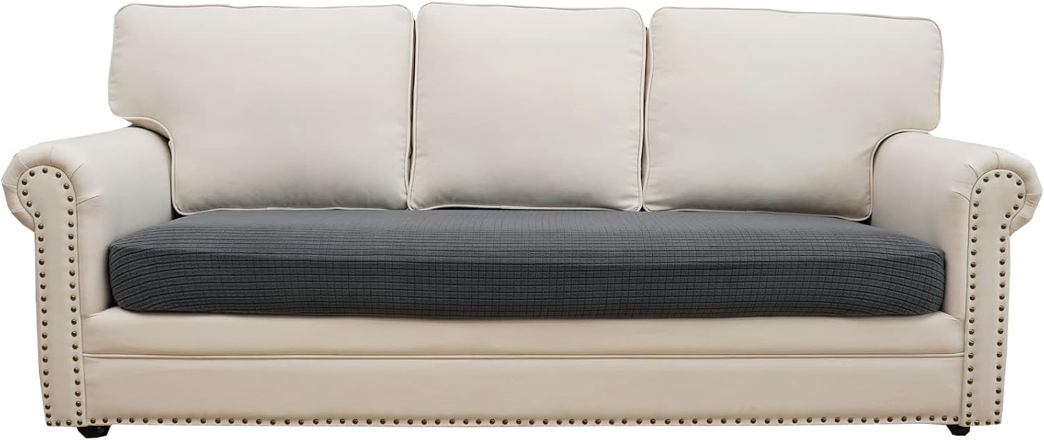 Eismodra Couch Covers for 3 Cushion Couch Sofa Magic Stretch Sofa Slipcover for Dogs Pet L Shape 2 Seat Replacement Furniture Protector,Dark Gray Length 65-78 inches(Only 1 Piece)